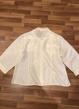 Шовкова блузка-сорочка з накладними кишенями5 фото