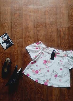 Женская белая футболка в цветочный принт, белая футболка, женский топ, топ с открытыми плечами, женская обувь, женская одежда