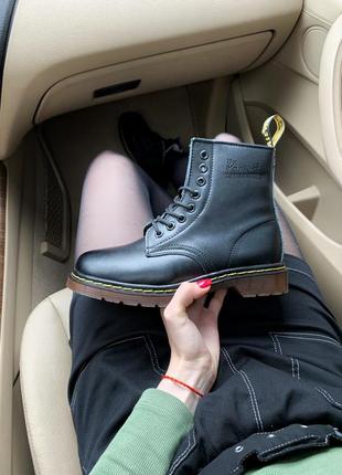 Меховые ботинки dr martens в черном цвете (осень-зима-весна)😍