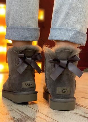 Стильные сапожки ugg bailey bow mini gray с бантом (осень-зима-весна)😍3 фото