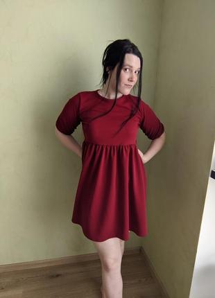 Платье короткое бордо xl🍒1 фото