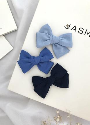 Голубые/синие бантики для волос