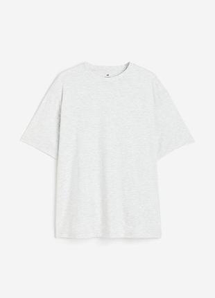Футболка h&m relaxed fit 1003662026 свет серый меланж