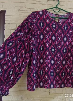Женская блуза с объёмным рукавом большого размера 54-56, натуральная ткань ,вискоза2 фото