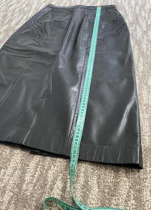 Роскошная кожаная юбка миди, размер м7 фото