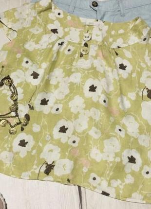 Блуза льняна в квітковий принт