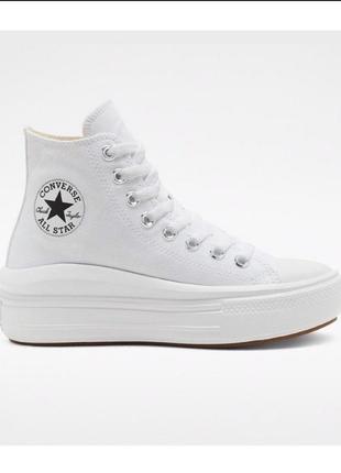 Кеды белые высокие на платформе converse chuck taylor all star move platform white1 фото