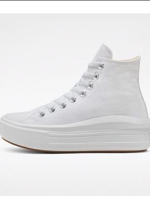 Кеды белые высокие на платформе converse chuck taylor all star move platform white6 фото