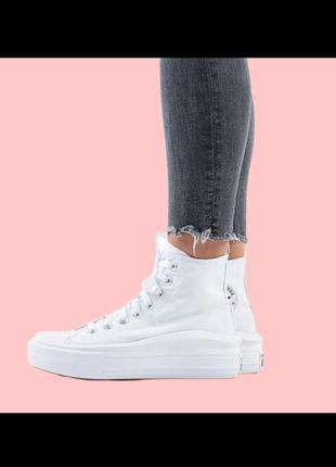 Кеды белые высокие на платформе converse chuck taylor all star move platform white3 фото