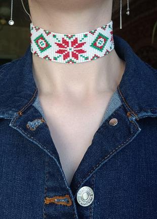 Чокер из бисера ленточный гердан