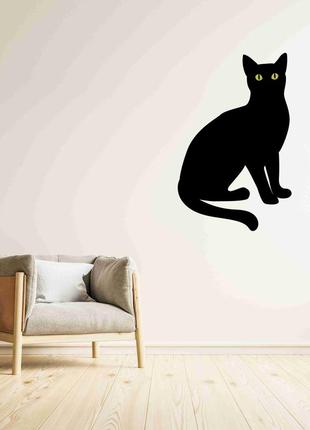 Вінілова інтер'єрна наклейка декор на стіну та шпалери (скло, меблі, дзеркало, метал) "чорна кішка.1 фото