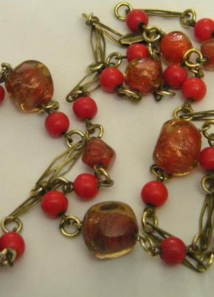 Винтажные бусы ожерелье бижутерия чехословакия №3487 фото