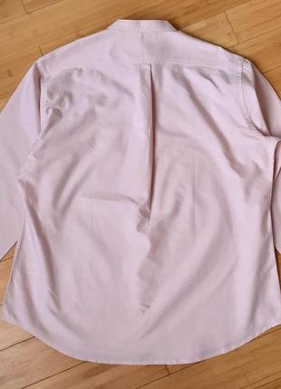 Светло-розовая, хлопковая рубашка без воротника4 фото