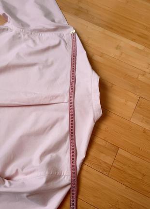 Светло-розовая, хлопковая рубашка без воротника9 фото