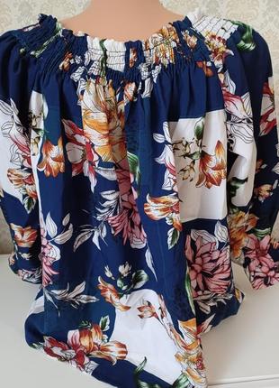 Блуза летний цветочный принт свободного кроя4 фото
