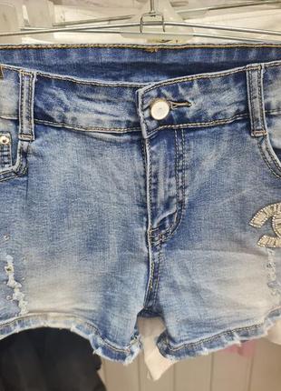 Цена договорная! женские джинсовые шорты со стразами1 фото