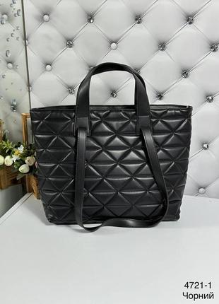 Большая женская сумка шоппер экокожа черная