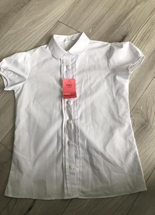 Новая белая блузка рубашка на короткий рукав