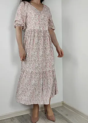 Нежное ярусное платье миди свободного кроя в цветочный принт h&amp;m4 фото
