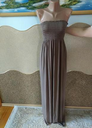 Сукня без бретель, сарафан на резинці кольору мокко1 фото