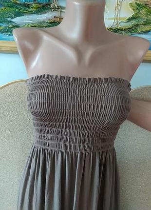 Сукня без бретель, сарафан на резинці кольору мокко2 фото