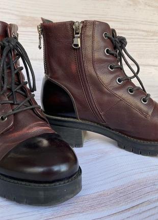 Осенние весенние кожаные ботинки сапожки estro на тонком флисе2 фото