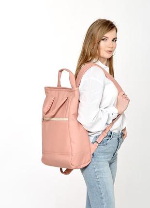 Женская сумка-рюкзак sambag shopper пудра6 фото