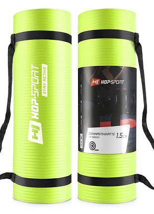 Мат для фитнеса и йоги hop-sport hs-n015gm 1,5 см салатовый
