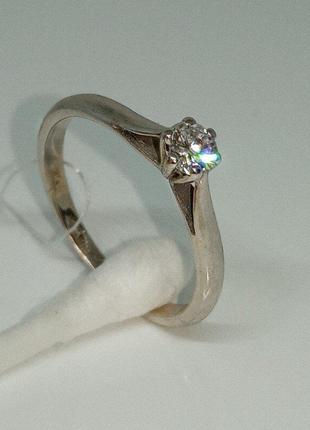 Кольцо бриллиант 0,21сt помолвка діамант золото 750 каблучка 16,5р4 фото