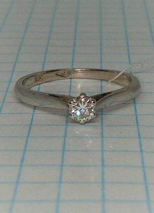 Кольцо бриллиант 0,21сt помолвка діамант золото 750 каблучка 16,5р3 фото