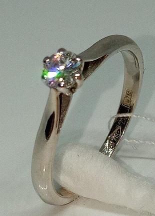 Кольцо бриллиант 0,21сt помолвка діамант золото 750 каблучка 16,5р1 фото