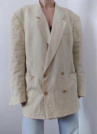 Винтажный льняной пиджак полоска жакет двубортный пиджак хлопок блейзер в полоску пиджак двубортный блейзер винтаж пиджак10 фото