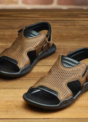 Мужские сандалии из натуральной кожи, очень удобные model-c33 фото