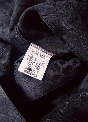 Шёлковая винтажная блузка 100 % жаккардовый шелк park lane шовк матовый атласный цветы бежевая черная блуза рубашка батал оверсайз8 фото