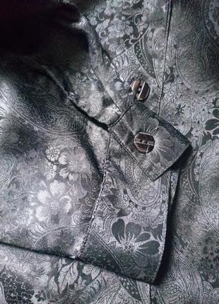 Шёлковая винтажная блузка 100 % жаккардовый шелк park lane шовк матовый атласный цветы бежевая черная блуза рубашка батал оверсайз5 фото