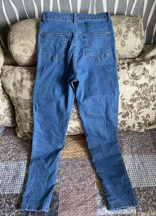Голубые джинсы с высокой посадкой skinny узкие джинсы скидки sale🎁🎁🎁6 фото