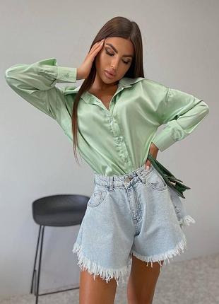 🎨4 цвета! шикарная женская шелковая блуза рубашка оливка жеncкая