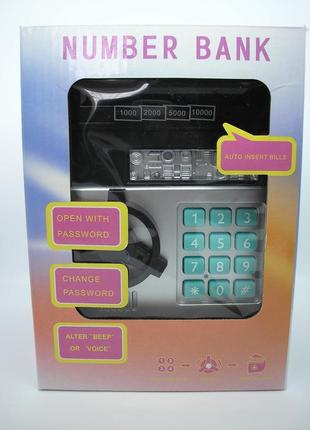 Сейф копилка электронная банкомат с купюроприемником и кодовым замком затягивает купюры с музыкой pro8 фото