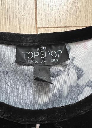 Чорна коротка оксамитова сукня з квітковим принтом topshop petite  🛍️1+1=3🛍️7 фото