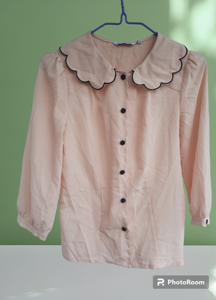 Дуже ніжна світло персикова блуза бежева сорочка рубашка від new look1 фото