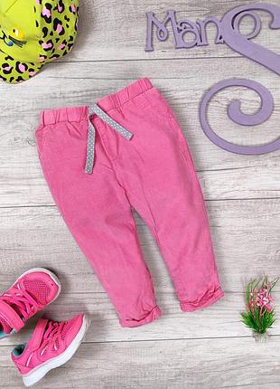 Вельветовые штаны для девочки розовые с хлопковой подкладкой размер 86