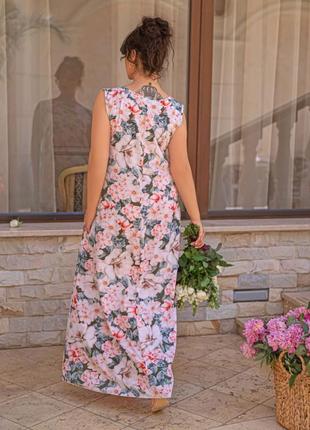 Ніжна довга сукня у квітковий принт2 фото