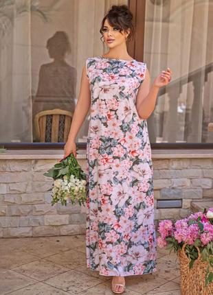 Ніжна довга сукня у квітковий принт1 фото