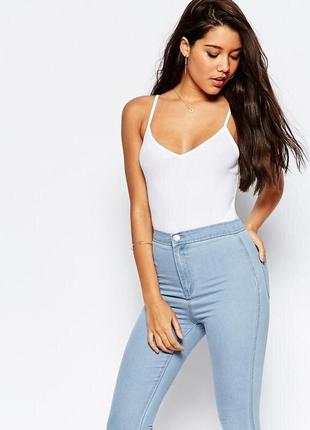 Боди в рубчик asos petite белый