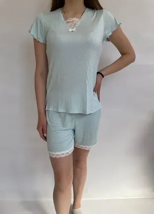 Піжама жіноча футболка та шорти в горошок intimo pg237025