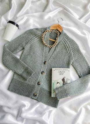 Кардиган в рубчик на ґудзиках светр джемпер кофта в’язаний натуральний фісташковий