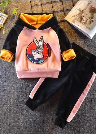 Велюровий теплий костюм на плюше з нюансом