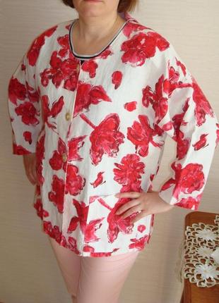 🌹🌹ml original льняной стильный пиджак лен женский в цветы германия 🌹🌹4 фото