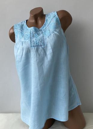 Блуза льняная с вышивкой ришелье блузка льняная с вышивкой ришелье 💙m&amp;s💙1 фото