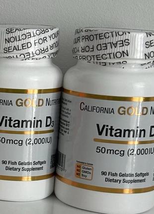 California gold nutrition, витамин d3, 50 мг (2000 м), 90 капсул из рыбьего желатина